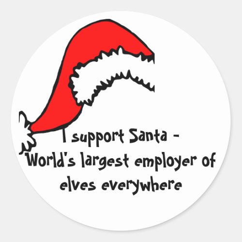 Funny Support Santa Classic Round Sticker