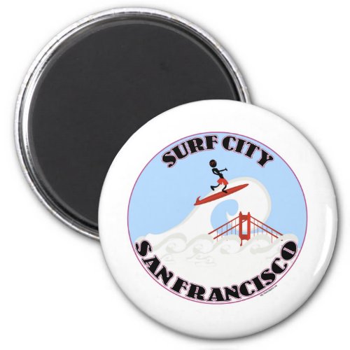 Funny Surf City San Francisco Fog Cartoon Magnet