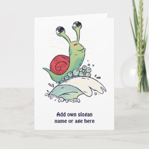 Funny Surfer Snail Surfing Catching A Wave Teen Card