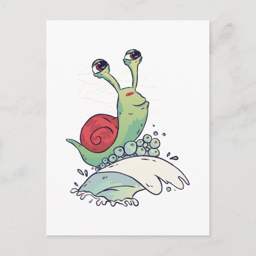 Funny Surfer Snail Surfing Catching A Wave Teen Postcard