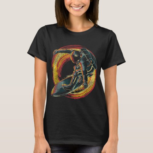Funny Surfer Space Astronaut Surfing Universe Scie T_Shirt