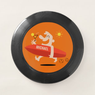 Funny Surfer with Cocktail custom name frisbee