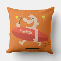 Funny Surfer with Cocktail custom name pillows