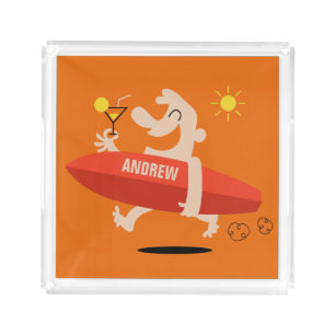 Funny Surfer with Cocktail custom name trays