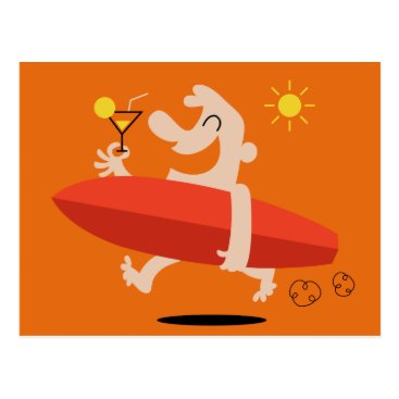Funny Surfer with Cocktail postcard Funny Surfer with Cocktail postcard
