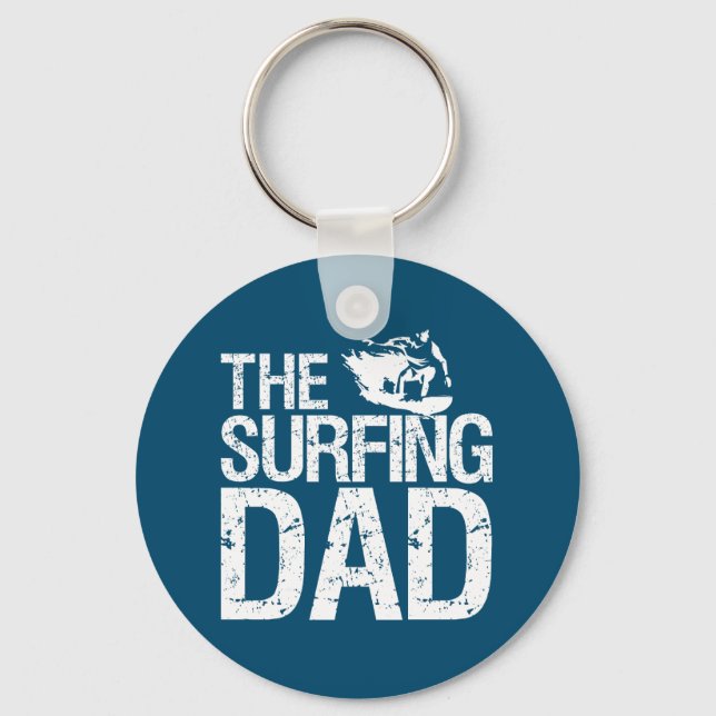 Funny Surfing Dad Surfer Father's Day Keychain (Front)