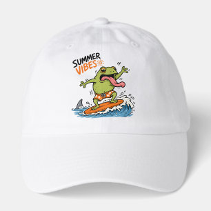 Funny Surfing Frog Summer Vibes T-Shirt Hat