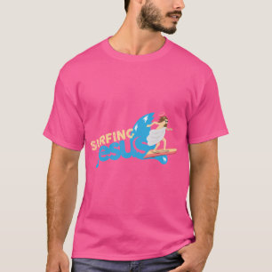 Funny Surfing Jesus Humor Meme Christian T-Shirt