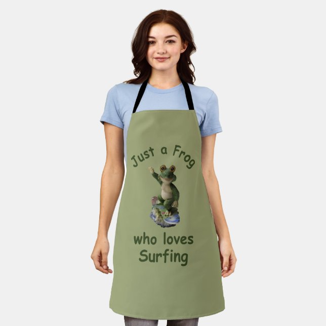 Funny surfing Kawai frog Apron (Worn)