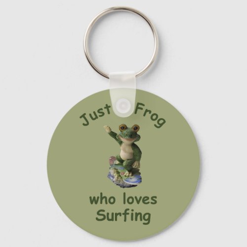 Funny surfing Kawai frog Keychain