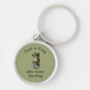 Funny surfing Kawai frog Keychain