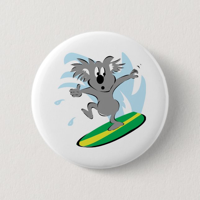 funny surfing koala bear button (Front)