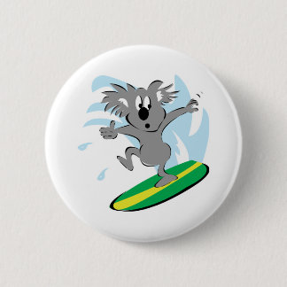 funny surfing koala bear button
