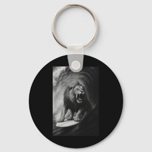 Funny Surfing Lion Selfie On Surfboard Safari Anim Keychain