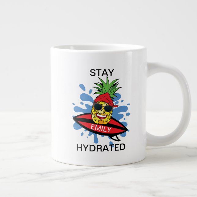 Funny Surfing Pineapple Giant Coffee Mug (Right)
