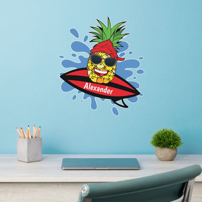 Funny Surfing Pineapple Wall Decal (Home Office 2)