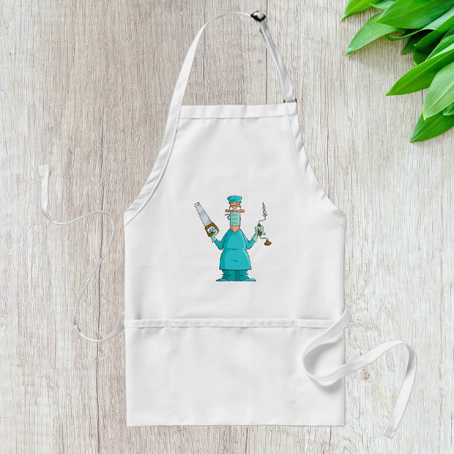 Funny Surgeon Cartoon Hilarious Medical Humor  Adult Apron (Creator Uploaded)