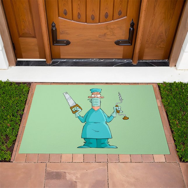 Funny Surgeon Cartoon Hilarious Medical Humor  Doormat (Creator Uploaded)