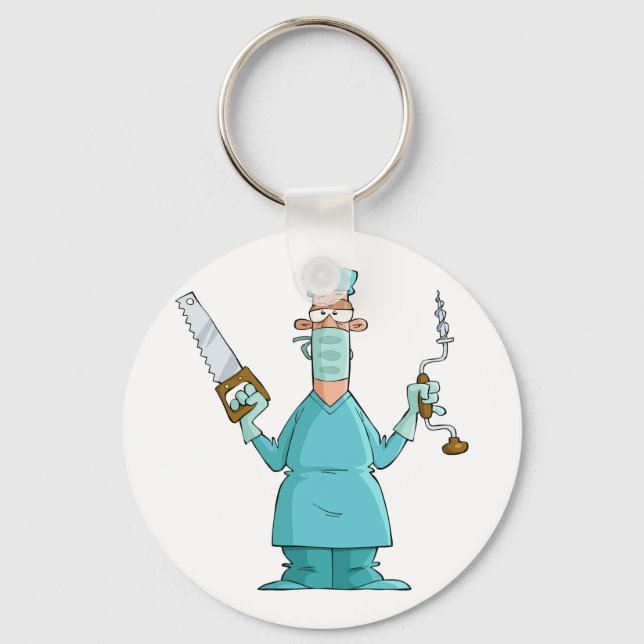 Funny Surgeon Cartoon Hilarious Medical Humor  Keychain (Front)
