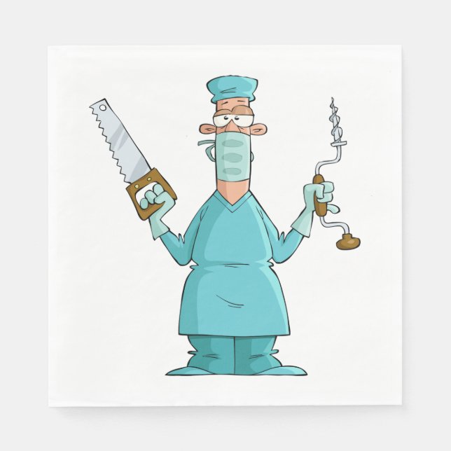 Funny Surgeon Cartoon Hilarious Medical Humor  Napkins (Front)