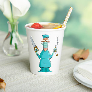 Funny Surgeon Cartoon Hilarious Medical Humor Paper Cups