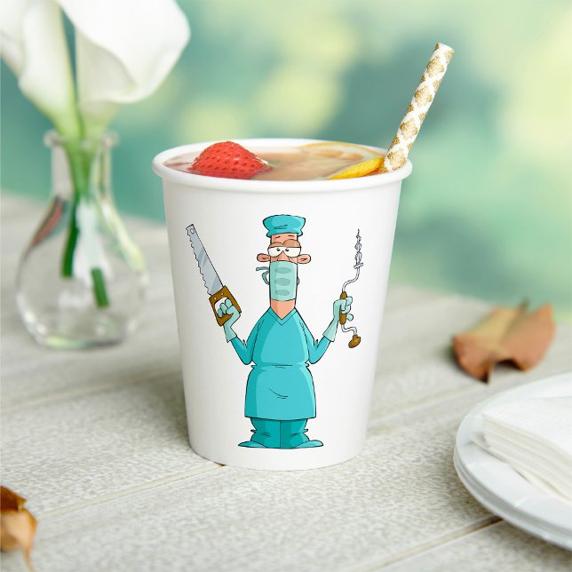 Funny Surgeon Cartoon Hilarious Medical Humor  Paper Cups (Creator Uploaded)