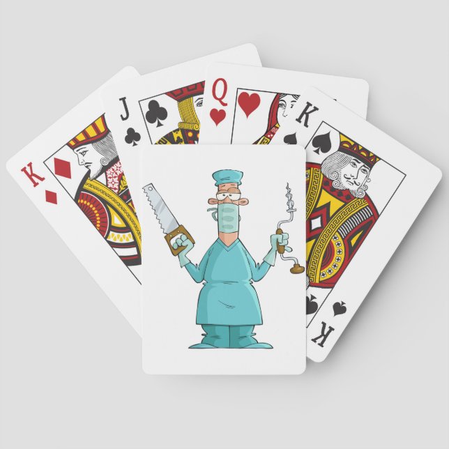 Funny Surgeon Cartoon Hilarious Medical Humor  Poker Cards (Back)