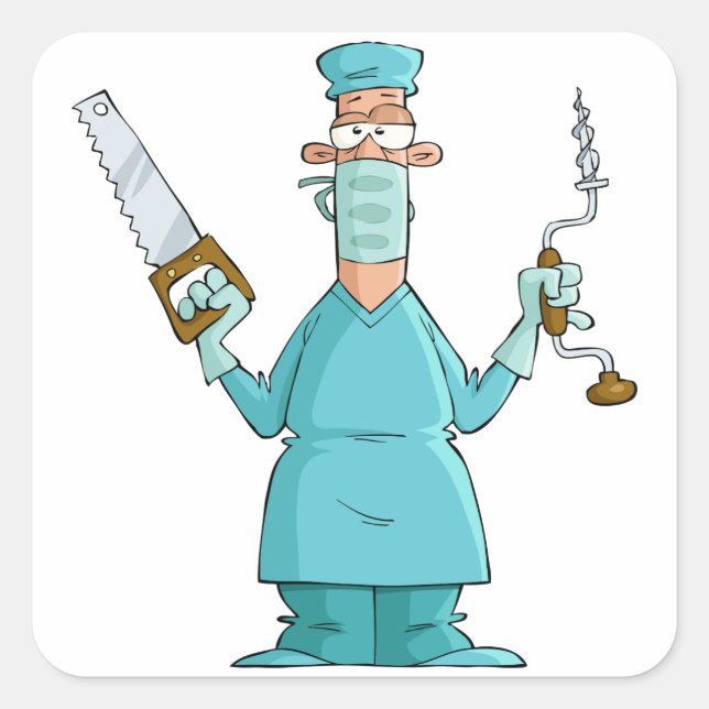 Funny Surgeon Cartoon Hilarious Medical Humor  Square Sticker (Front)