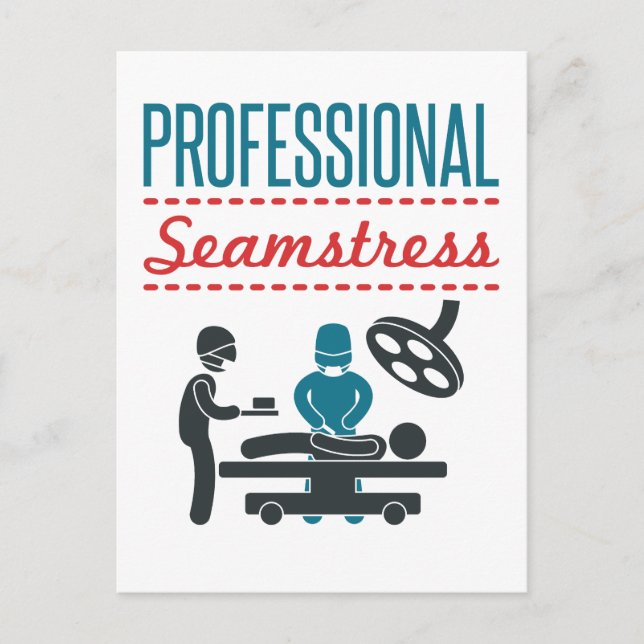 Funny Surgeon "Professional Seamstress" Surgery Postcard (Front)