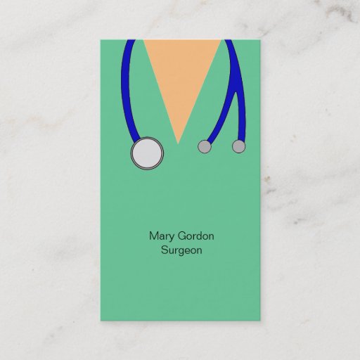 Customizable Funny Surgeon Scrubs and Stethoscope Doctor Medic Business Card