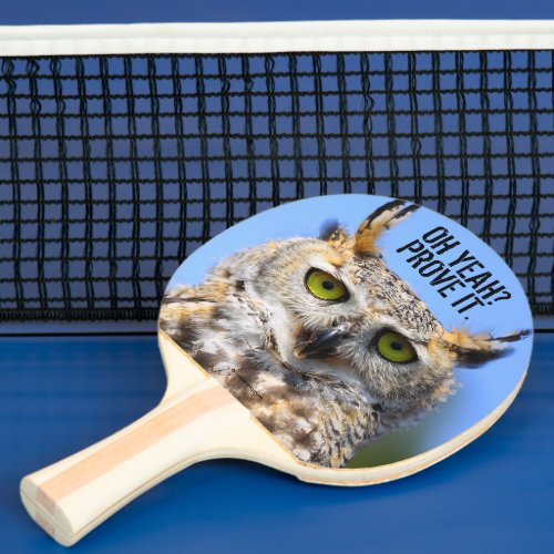 Funny Surprised Beautiful Great Horned Owl Ping Pong Paddle