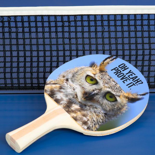 Funny Surprised Beautiful Great Horned Owl Ping Pong Paddle (Insitu)