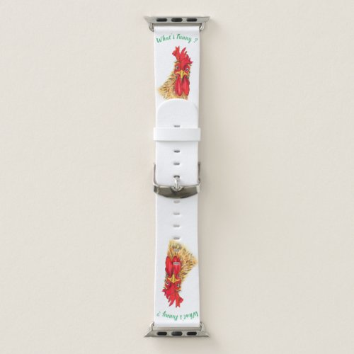 Funny Surprised Curious Rooster _ Custom Text Apple Watch Band