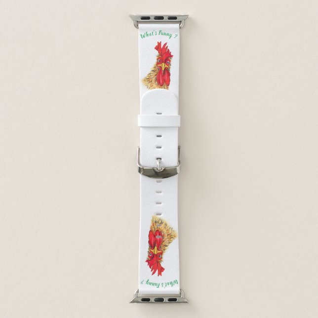 Funny Surprised Curious Rooster - Custom Text Apple Watch Band (Band)
