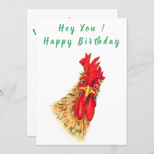 Funny Surprised Curious Rooster - Happy Birthday