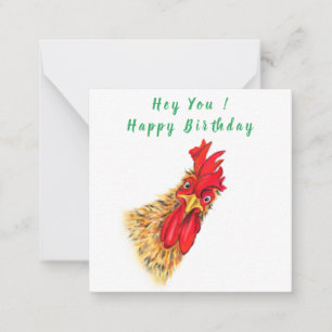 Funny Surprised Curious Rooster - Happy Birthday Note Card
