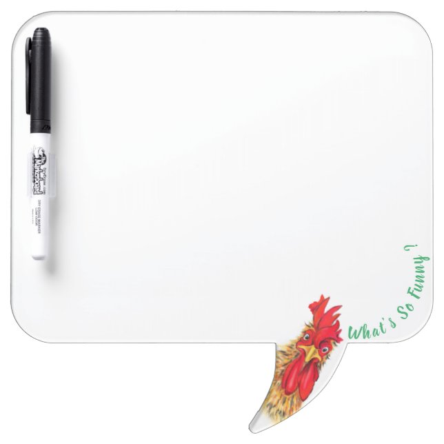Funny Surprised Curious Rooster - What's So Funny  Dry Erase Board (Front)