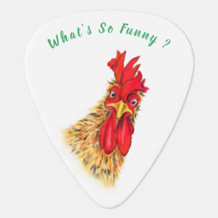 Funny Surprised Curious Rooster - What's So Funny  Guitar Pick