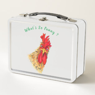 Funny Surprised Curious Rooster - What's So Funny Metal Lunch Box