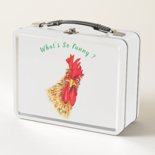 Funny Surprised Curious Rooster _ Whats So Funny  Metal Lunch Box