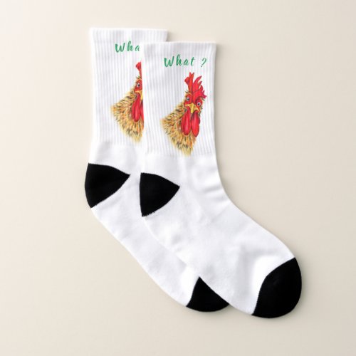 Funny Surprised Curious Rooster _ Whats So Funny  Socks