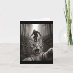 Funny Surprised Ed Cat Selfie With Bigfoot Sasquat Card