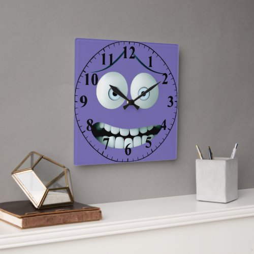 Funny Surprised Face  Square Wall Clock
