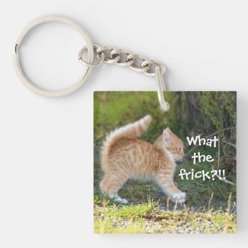 Funny Surprised Ginger Kitten What the frick Keychain