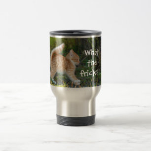 Funny Surprised Ginger Kitten. What the frick? Travel Mug