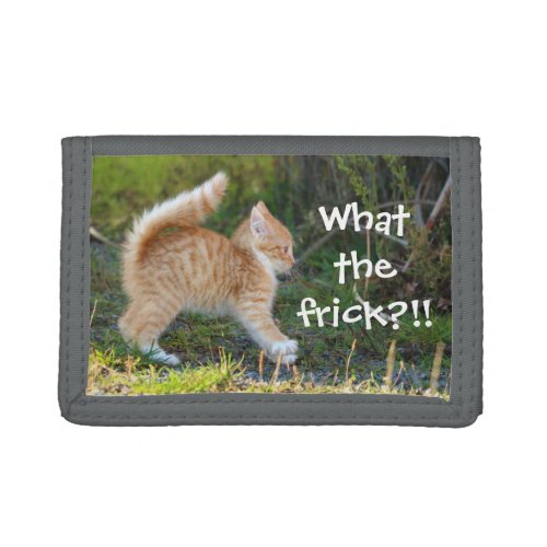 Funny Surprised Ginger Kitten What the frick Trifold Wallet