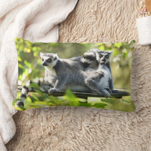 Funny Surprised Lemurs of Madagascar Lumbar Pillow