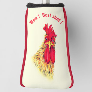 Funny Surprised Rooster Golf Head Cover Your Text