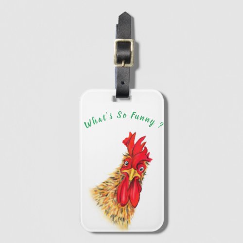 Funny Surprised Rooster Luggage Tag Personalized