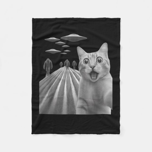 Funny Surprised Scared Cat Selfie With Bigfoot And Fleece Blanket (Front)